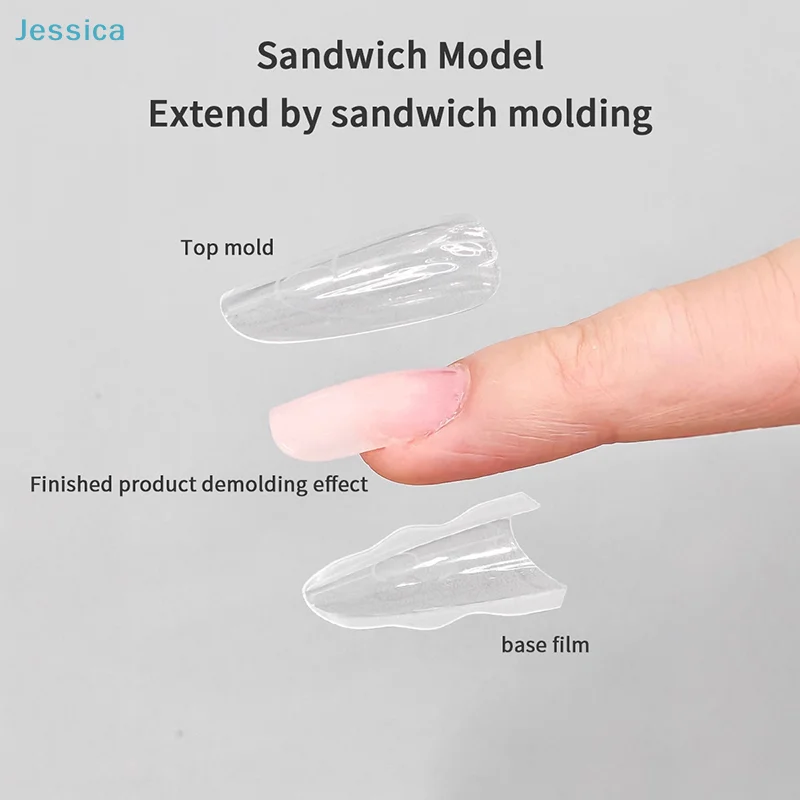 ♥ 180 قطعة من أطراف أظافر درع ساندويتش بيضاوية الشكل - قالب علوي وقاعدة شفاف للأظافر المزيفة لصالونات التجميل والتقليم بنفسك #3