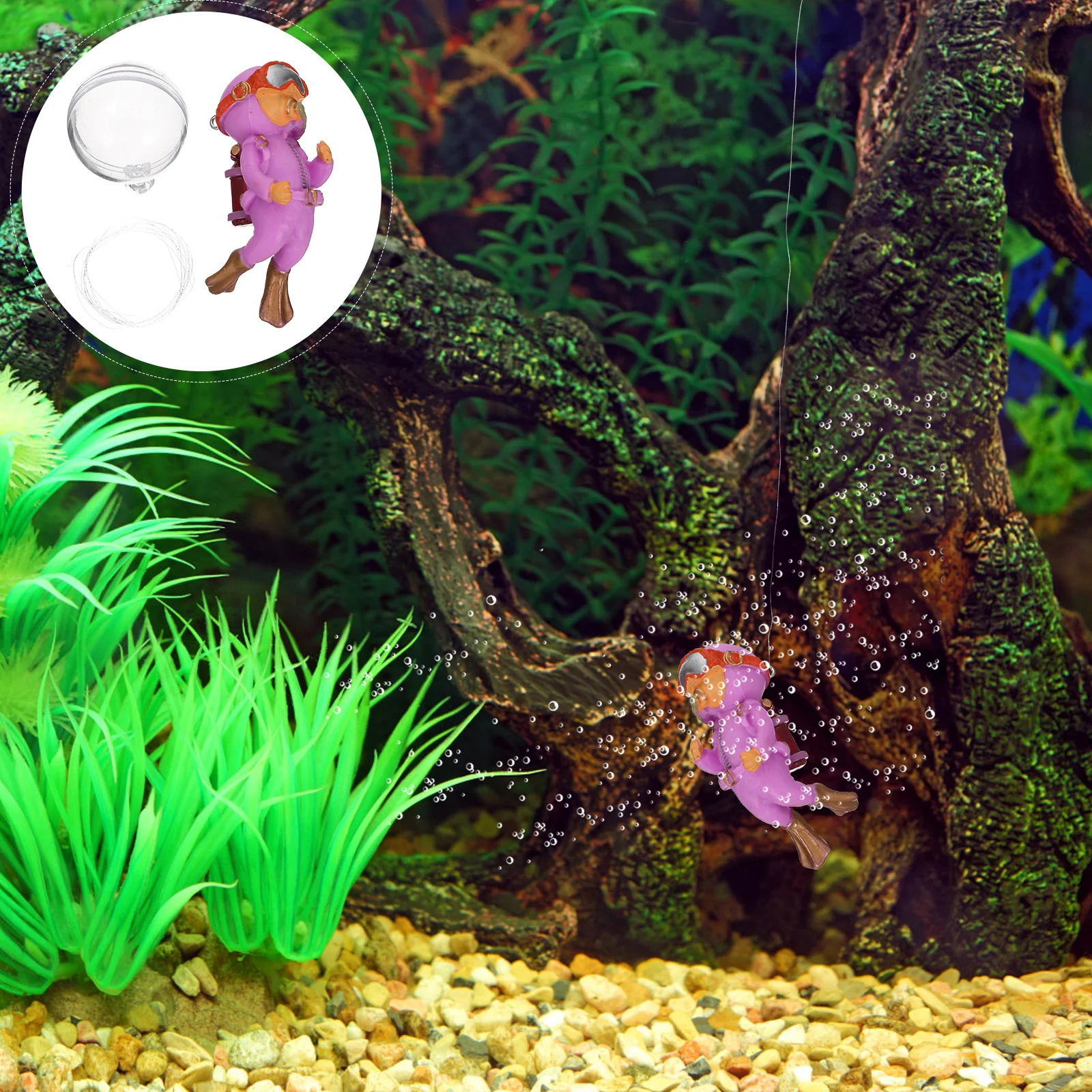

Aquarium Floating Diver Fish Tank PVC Decoration Safe Waterproof Floating Decor for Natural Aquarium Landscaping