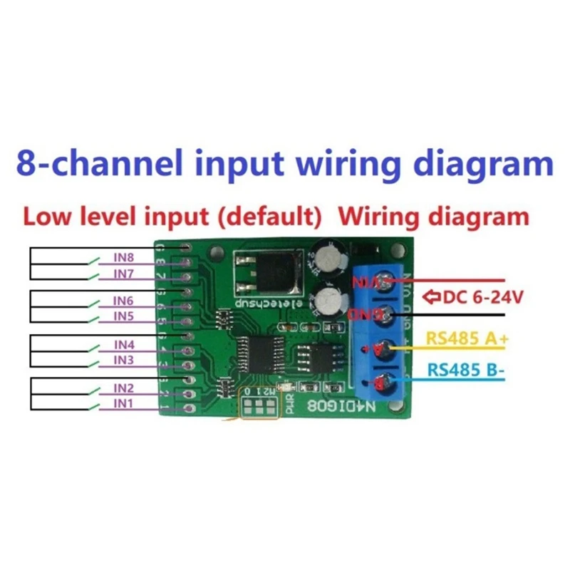 8Ch Input/Output Digital Switch TTL Lvttl CMOS RS485 IO Control Module Modbus Rtu Board For PLC Relay