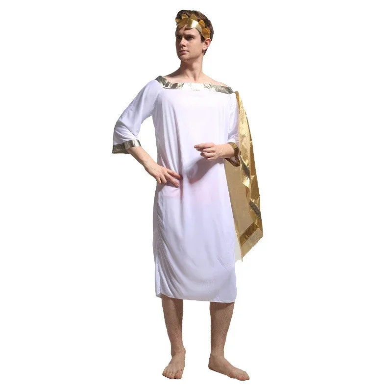 Ancient Egypt Romans Cosplay Greeck Zeus Toga Goddess Couple Costume Man and Women Greek gods the goddess Athena Golden costum Q