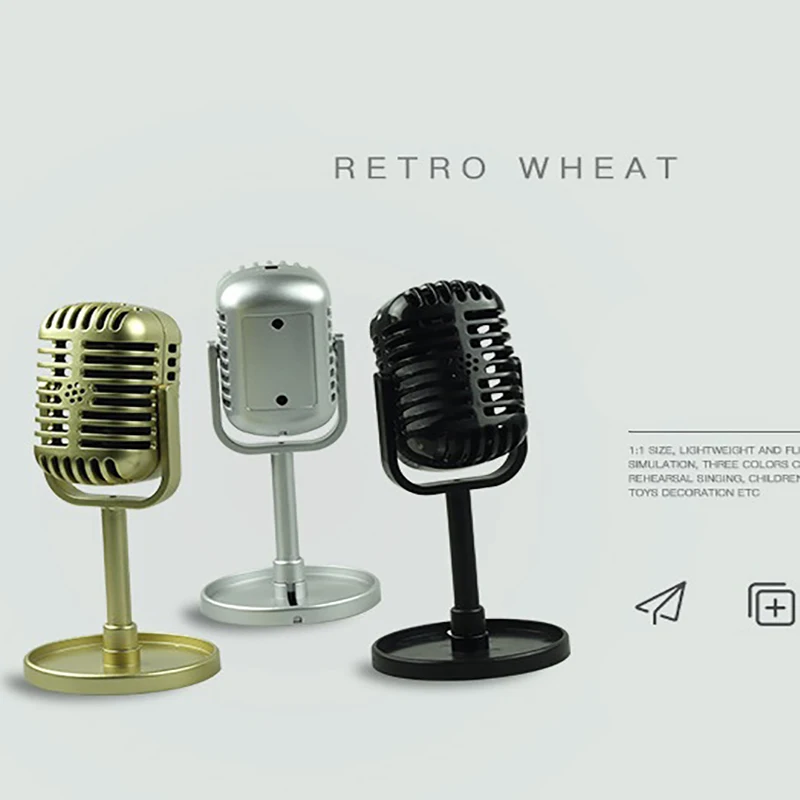 Simulation Props Mic Retro Dynamic Vocal Microphone Vintage Style Wireless Mini Mic Universal Stand Stage Performance Karaoke