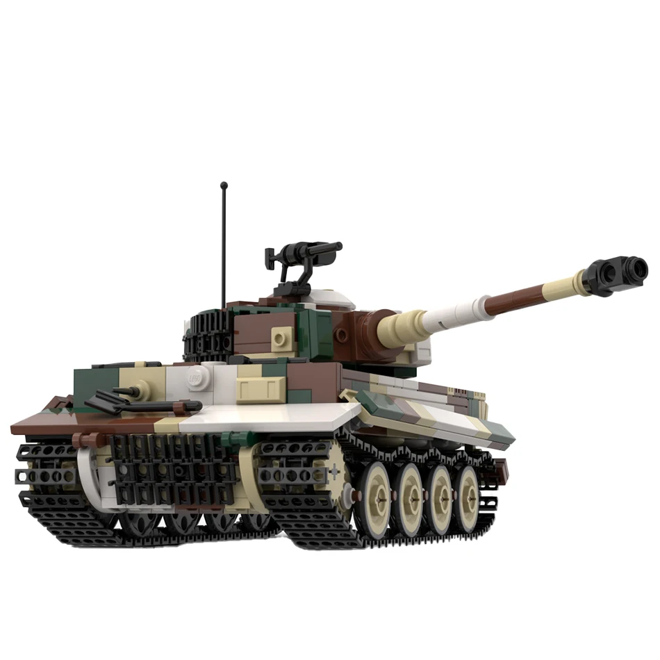 WW2 Tiger E German Tank V2 MOC لبنات بناء ، طوب نموذج مركبة مصفحة ، خبير متعقب ، ألعاب تعليمية تصنعها بنفسك ، هدايا ألغاز للأطفال