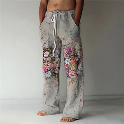 New cross-border men's drawstring sports casual floor mop pants with Amazon 3D printing in European and American styles