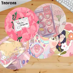 Anime Pink Mousepad Round Custom Skin Desktop Desk Mat Kawaii accessori da gioco studenti Writing Pad Mouse Pad PC Mouse Carpet