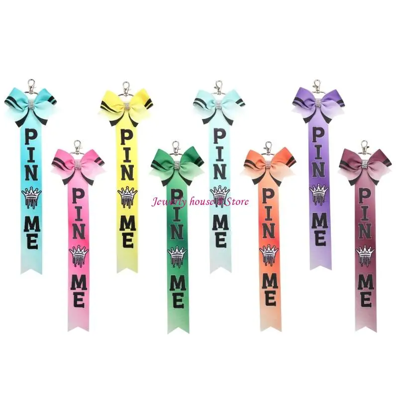 

Pack of 10 Cheer Team Keychains Rhinestones Bowknot Accessories for Backpacks