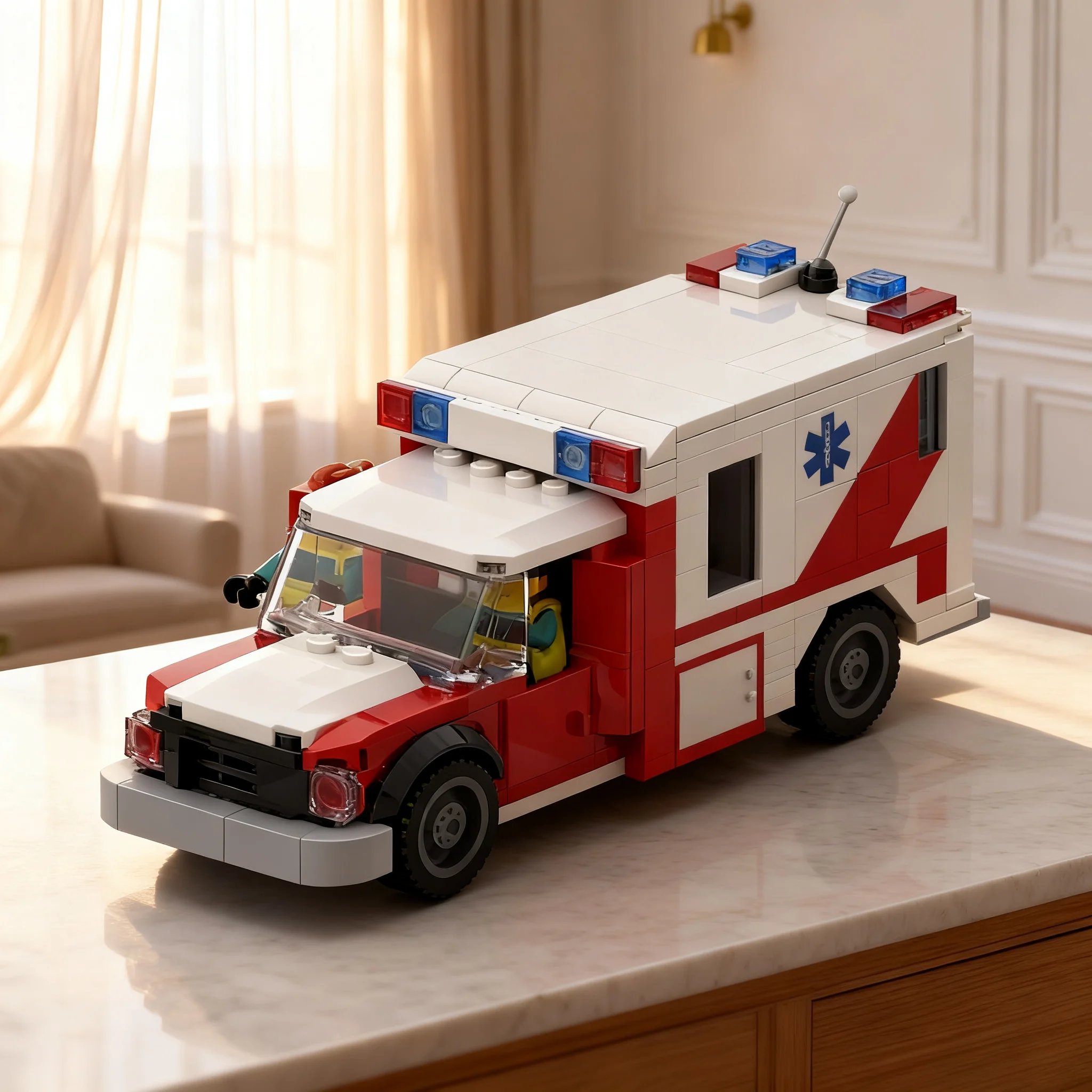 599pcs MOC Princeton Plainsboro Driveway Ambulanz Model Building Blocks Architecture Toys Birthday Gifts Assemble DIY Idea Brick