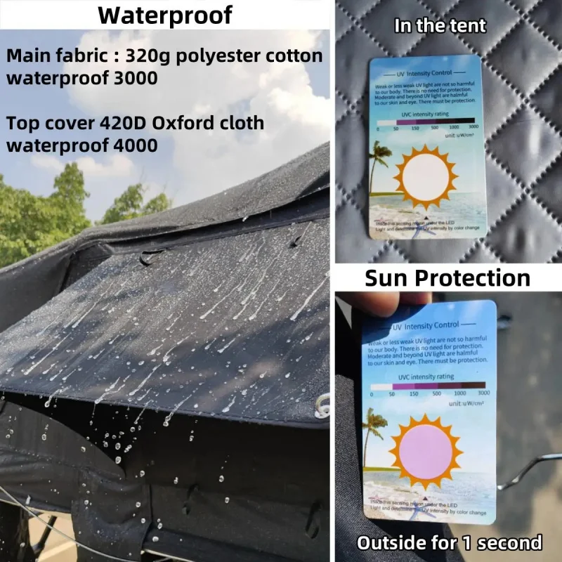 High Quality XL Size Waterproof Aluminum Automatic Hard Shell Rooftop Tent with Annex Fit 4 Person Car Outdoor Camping - view 5