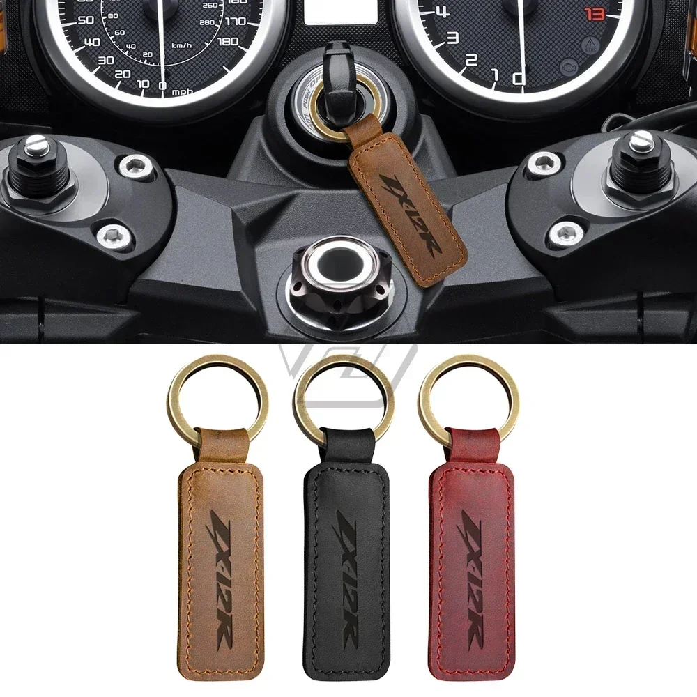 

For Kawasaki ZX12R ZX-12R Key Chain Motorcycle Keychain Cowhide Key Ring