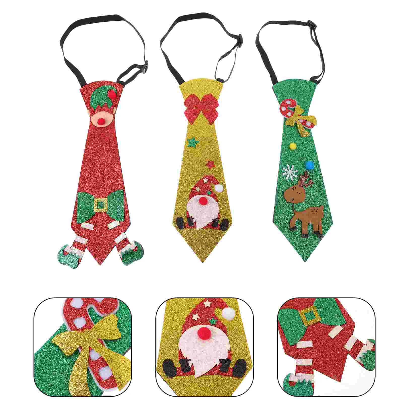 3 Pcs Felt Christmas Tie Party Decoration Decorations Themed Necktie Hat Man