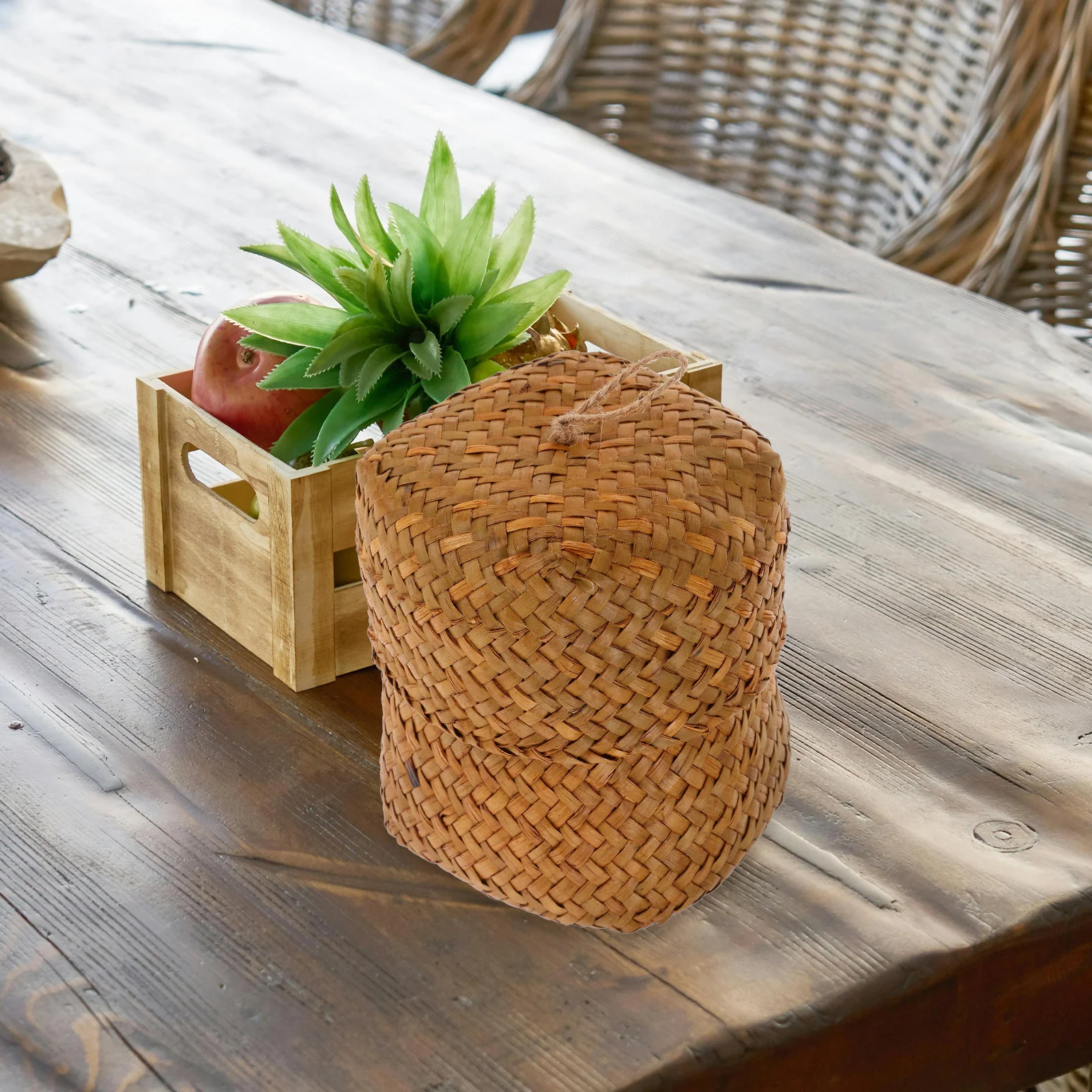 

Mini Gift Box Hand Woven Seagrass Storage Basket With Lid Candy Organizer For Party Household Decorative Basket Gift