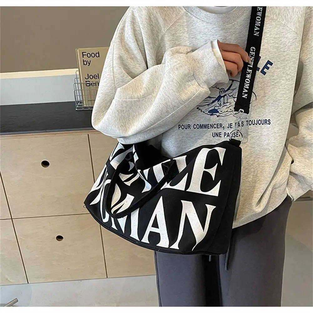 Handheld Crossbody Bags Personality Ultra-large Capacity Letter Painted Tote Bag Canvas Bags Gentlewoman