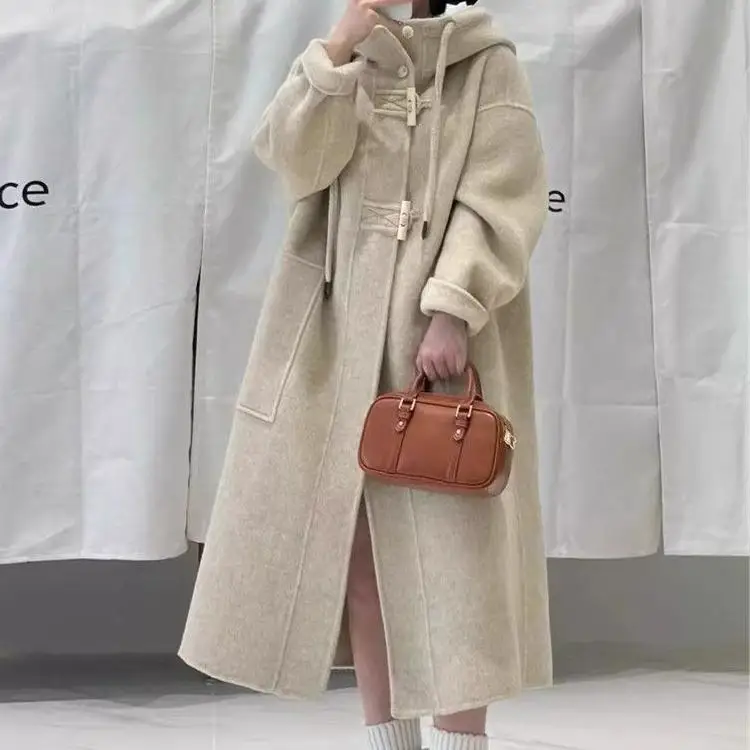 

plus Size Winter Coat Long Woolen Loose Over-Knee Women's Faionable Buttoned Korean Sle Commute Applicable All Body pes