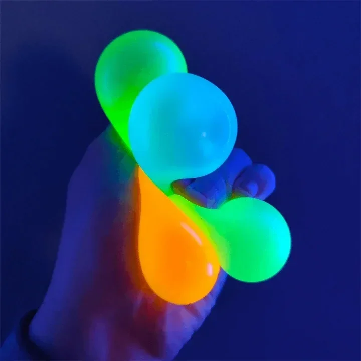 2pcs Luminous Sticky Target Balls Sticky Wall Decompression Vent Ball Child Sucker Toys Squeeze Stress Relief Toy For Kids Teen