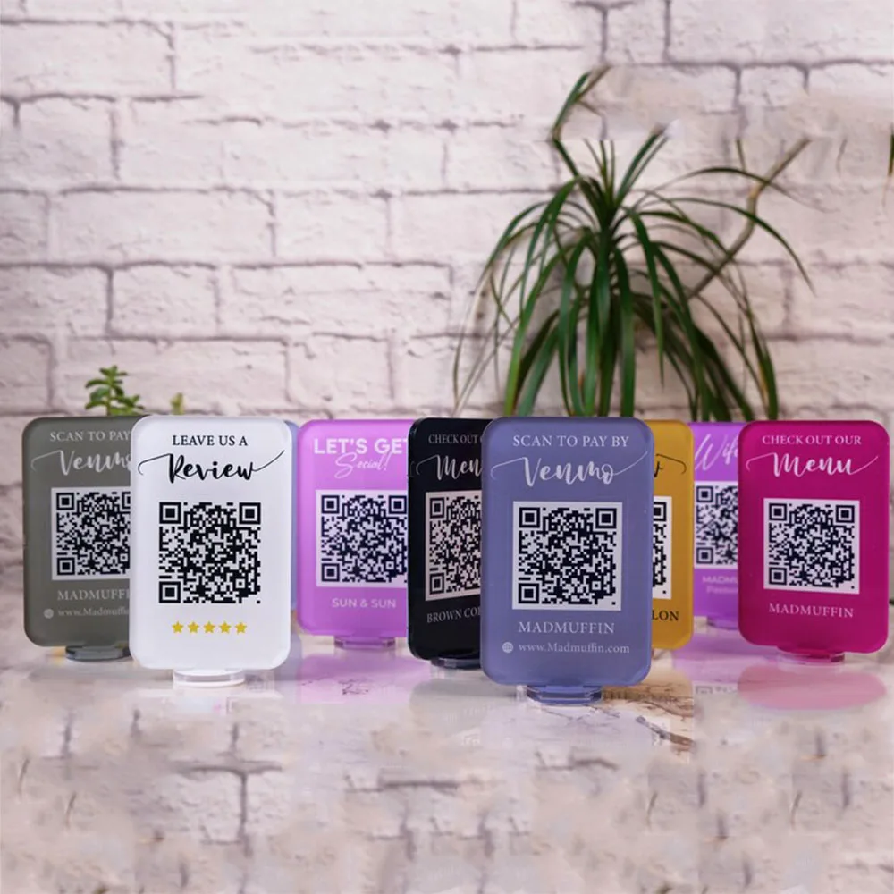Salon Beauty Mini QR Code Sign Custom Logo Social Media Payment Acrylic Plaque Business Scan To Pay Follow Display Stand