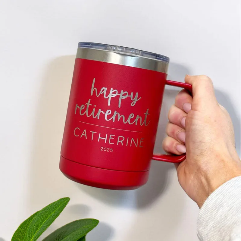 Personalized Retirement Coffee Mug for Boss Coworker - Engraved Ceramic Cup with Name/Date - 12oz Retirement Gift Her Him