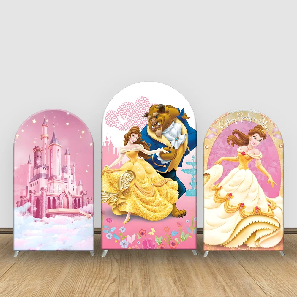 Beauty and The Beast Arch Backdrop Cover Disney Princess Belle Theme Customized Birthday Party Baby Shower Decorations Arch Wall