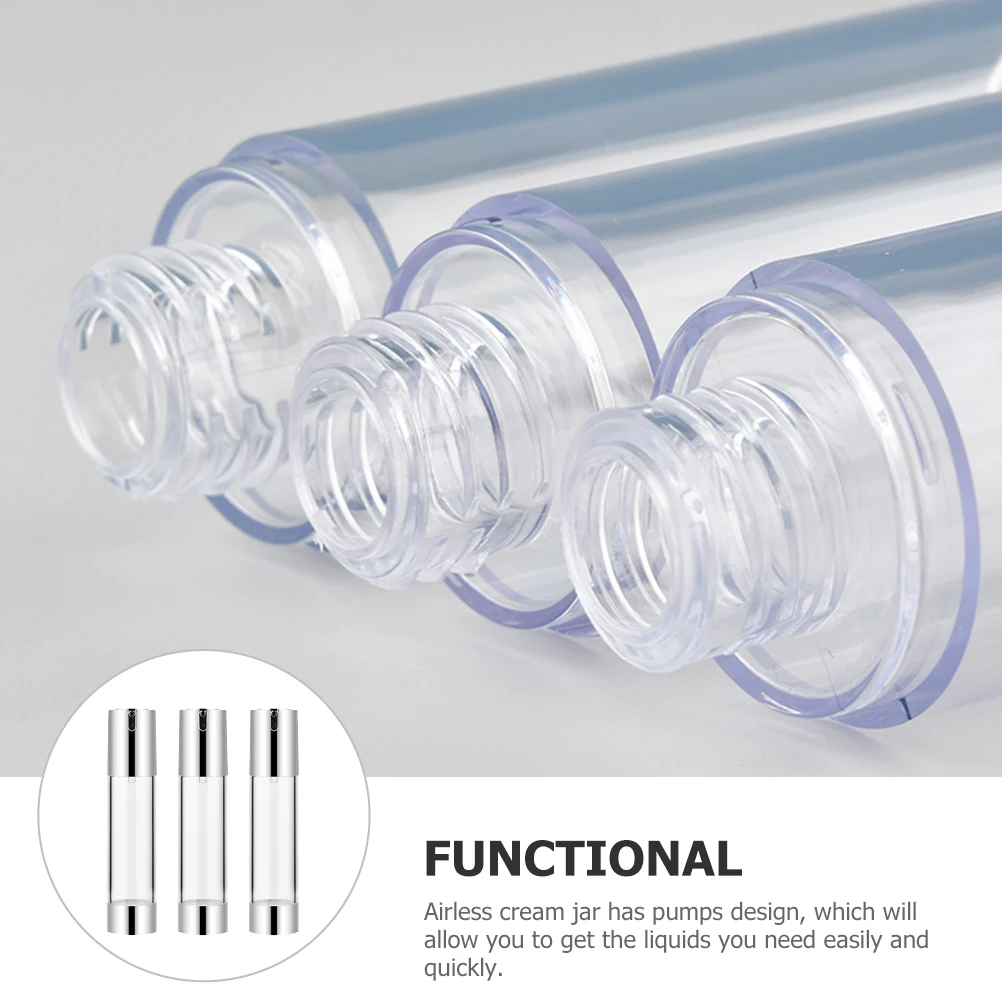 

3pcs Airless Lotion Bottles Containers Leakproof Travel Size Pump Cream Jars Durable Pp Material Portable Toiletry