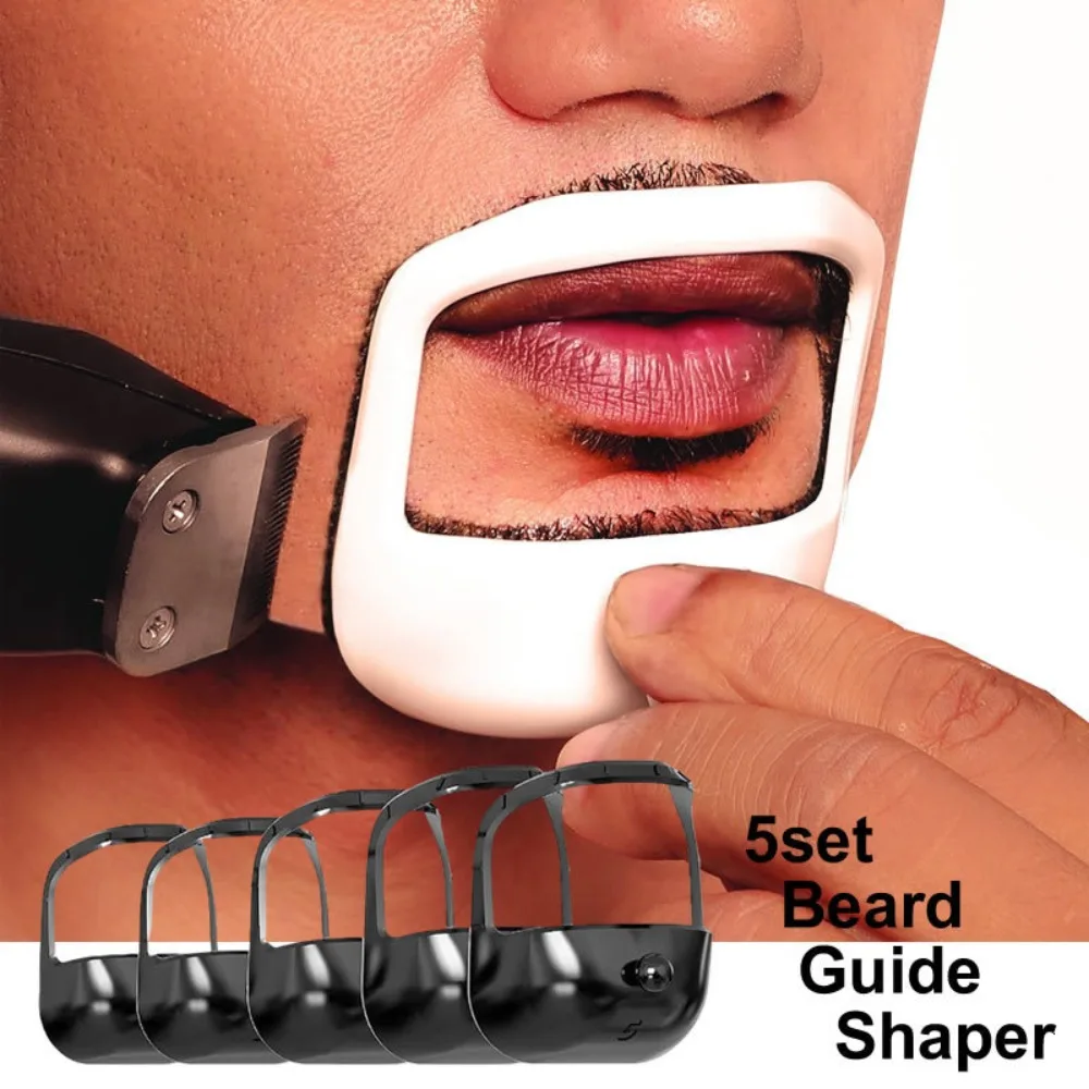 

Professional men's essential 5-piece beard styling template, precise trimming of beards, waterproof, durable and portable design