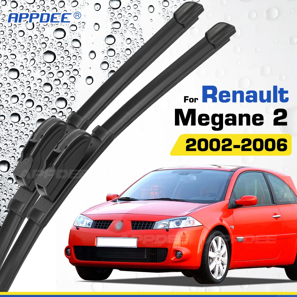 Silicone & rubber Front Wiper Blades Set For Renault Megane 2 2002 - 2006 Windshield Windscreen Window Brush 24