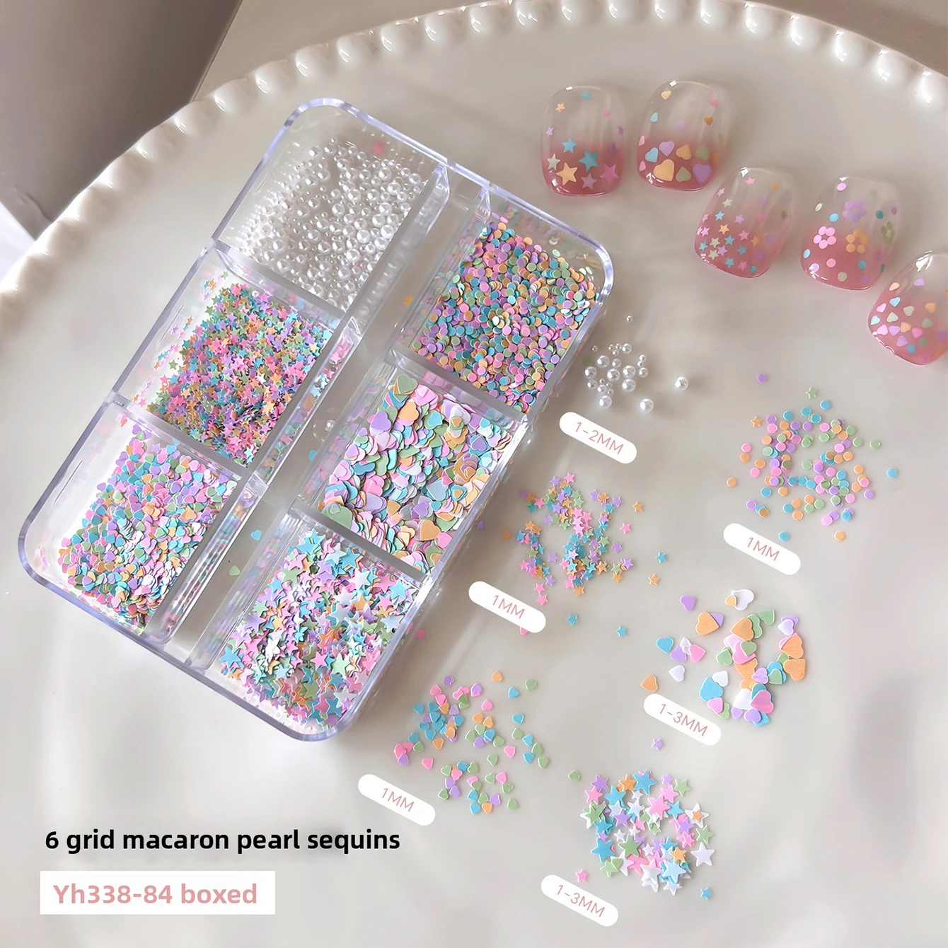 2026 New Nail Charms Hot Sale Macaron Dopamine Candy Color Mixed Size Mini Pentagram Nail Glitter Sequins