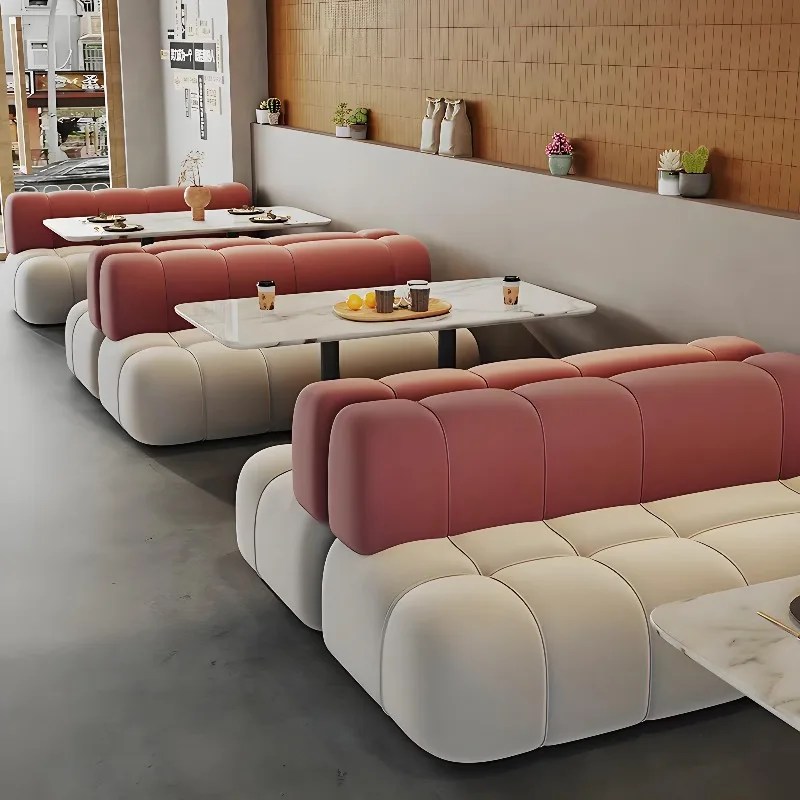 /Wooden Sofas Stalls and Tables Chair Combo Sofas and Long Stalls Seat FurnitureRestaurant Coffee Pizza Shop