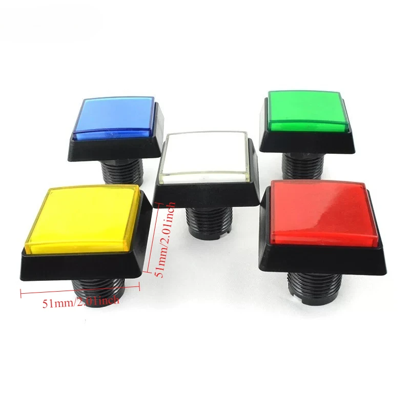 51mm Four Sided Square Beveled Arcade Button Illuminated Push Button Switch For Large Coin Operated Arcade Game Machine Export