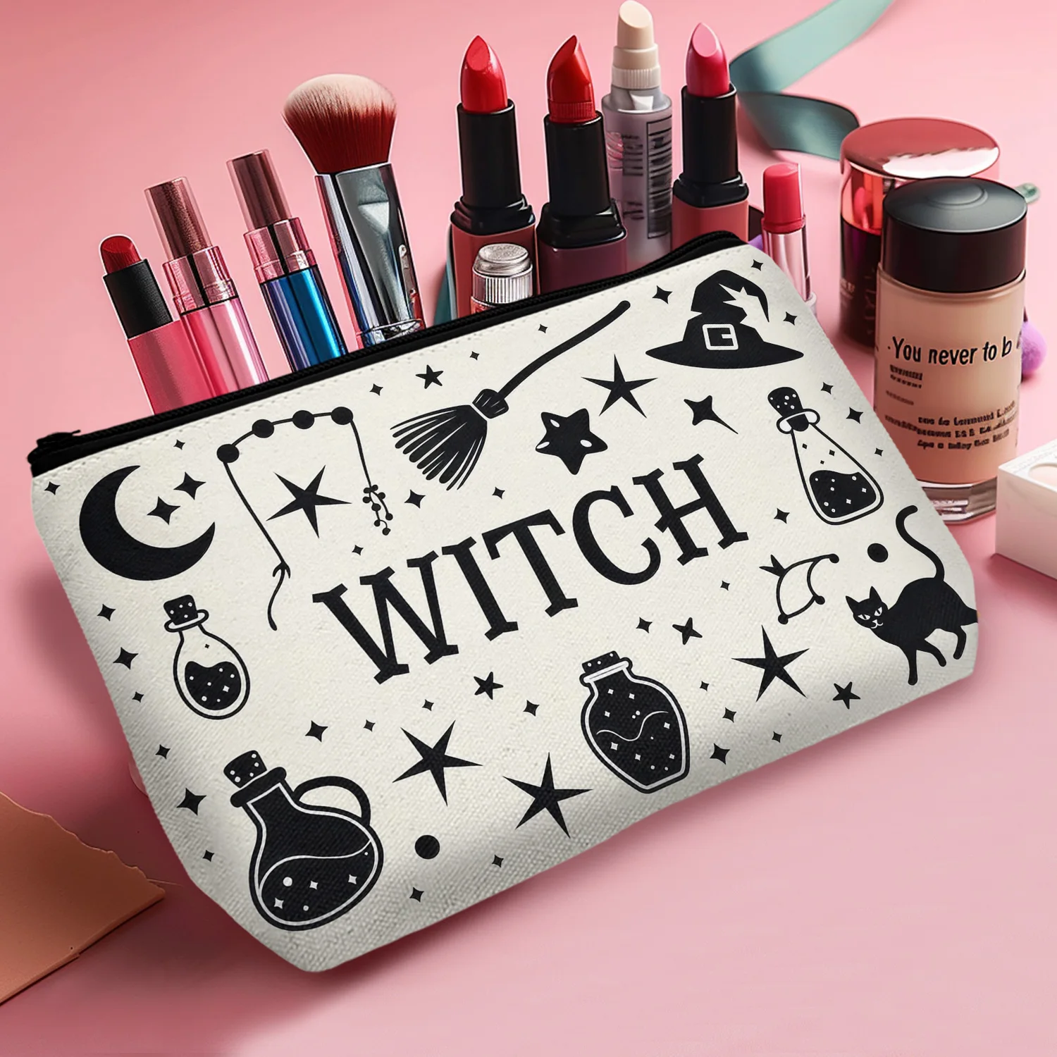 1Pc Magic Funny Charming Cosmetic Bag Durable And Fashionable Zipper Portable Women'S Cosmetic Bag Suitable For Daily And Travel