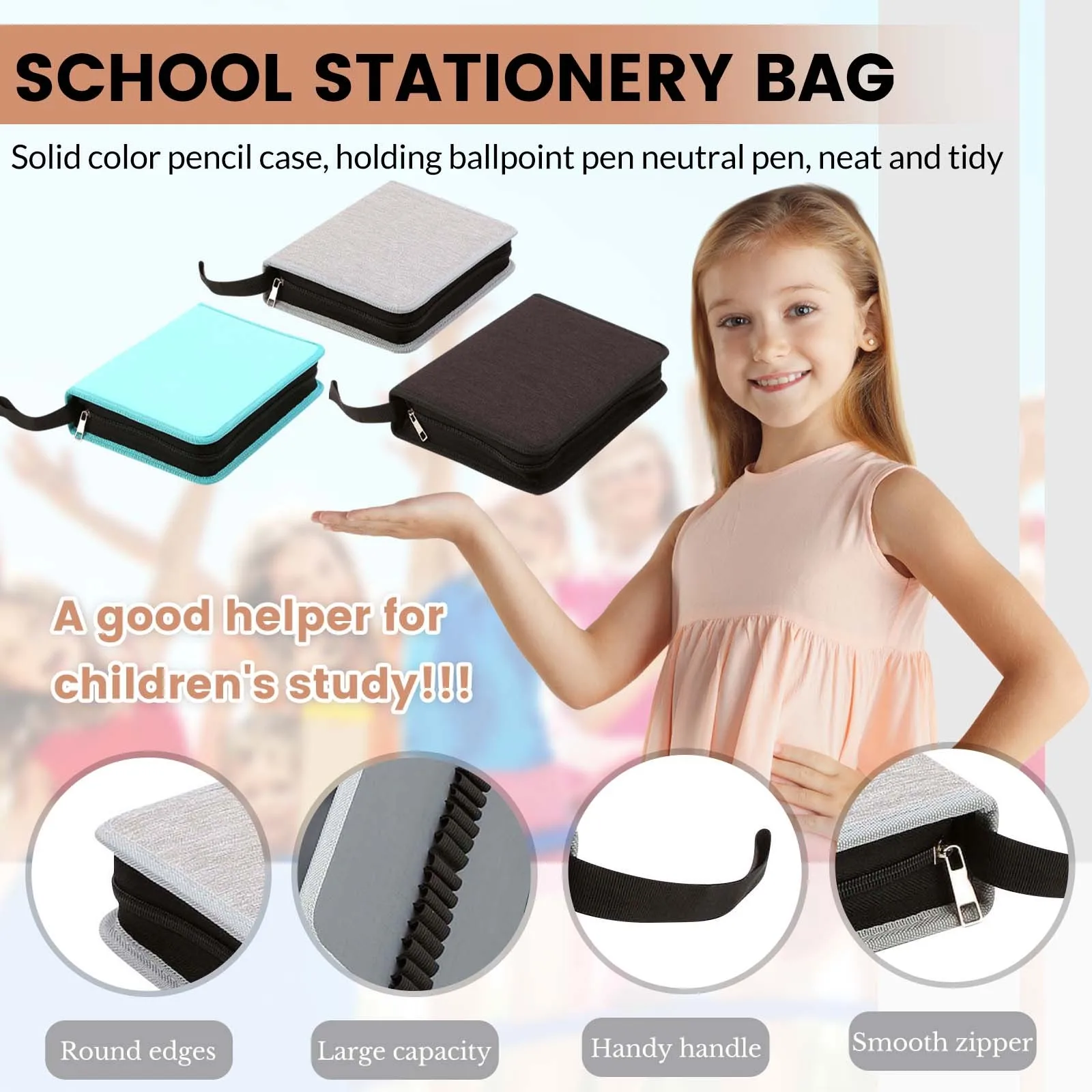 72Slots Large Capacity Fountain Pencil Case Pencil Bag Zipper Dustproof Canvas Pen Container Bag Student Stationery