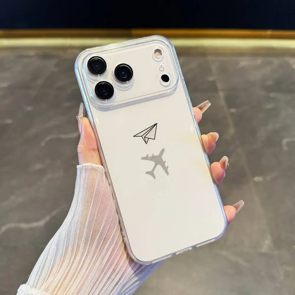 Airplane Plane Phone Case For iPhone 17,16,15,14,13,12,11 Pro,Max,Plus,X,XS,XR,SE4,E Mini Transparent Soft Cover