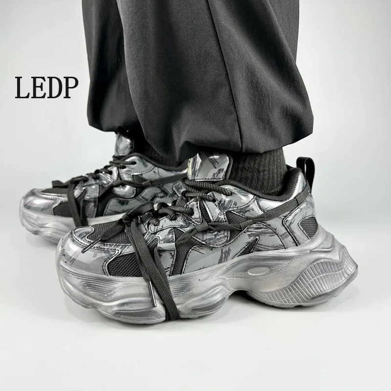 LEDP Daddy Men And Women 2024 New Spring Vintage To Do Old Platform Height Raising Shoes for Summer Breathable Sports