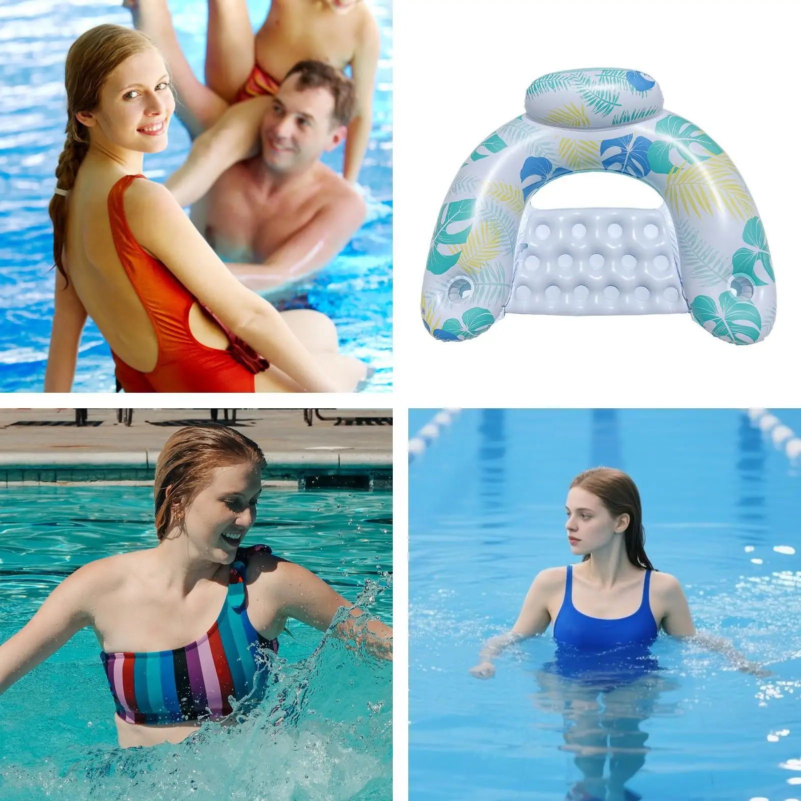 Pool Float Chair Zwembad Drijvende Stoel Lounge Opblaasbaar Comfortabel Opblaasbaar Floaties Veelzijdige waterligstoel voor strandmeerparken