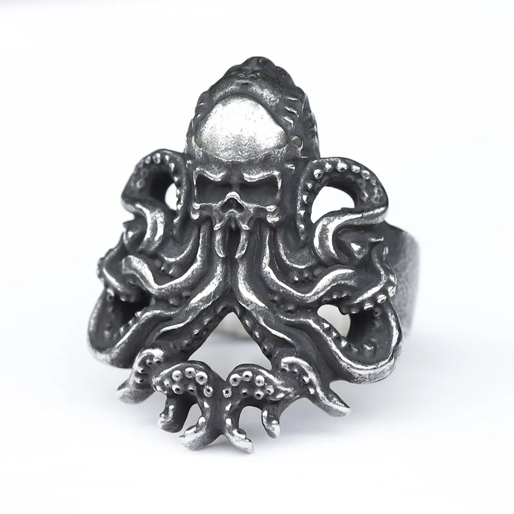 2023  Cool Mens Octopus Skull Ring 316L Stainless Steel Jewelry Seaman Rings for Men Puck Biker Jewelry Gifts free shipping