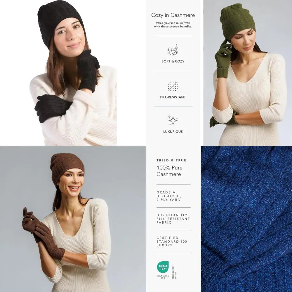 

Luxurious Pure Cashmere Hat and Glove Set for Women with Elegant Presentation Box
