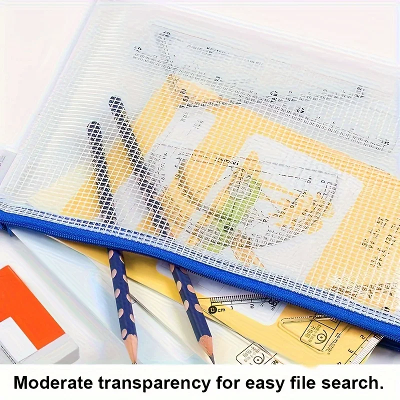 5 قطعة A3 أكياس ملف سستة شبكة بلاستيكية أكياس بسحاب مقاوم للماء أكياس الملفات مجلس لعبة تخزين أكياس للمكتب المنزل السفر #3