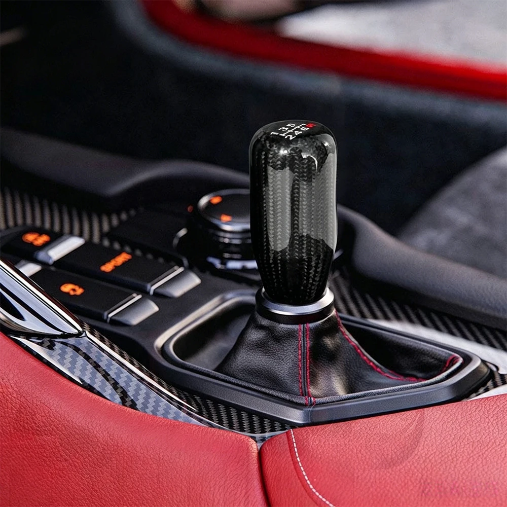 Universal Racing 5/6 Speed Carbon Fiber Style Gear Shift Knob Manual Transmission Shifter Lever Hand Round Shape Handle Knob