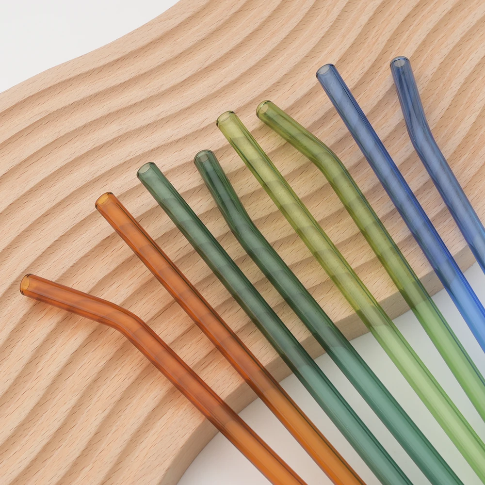 100Pcs/Set High Borosilicate Glass Straw Reusable Drinking Straws Eco Friendly Straw Set for Smoothies Cocktails Bar Accessories