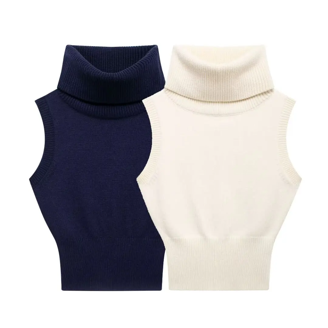 

Sweater 2024 Autumn/Winter New Product Women's Basic Versatile Stand Collar Knitted Comfortable Sleeveless Short Tank Top