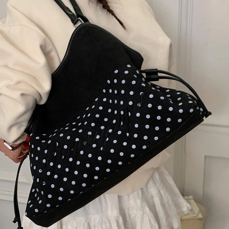 Merk Dames Schoudertas Y2k Mode Zoete Polka Dot Handtas Koreaanse Casual Veelzijdige Luipaardprint Bruin Frosted Tote Bags