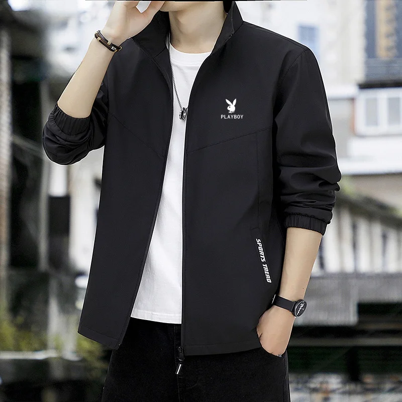 

Men's Casual Jaet Thin Spring Autumn Fce Lined Stand Collar Loose Fit Polyester Long Sve Zipper up Outerwear