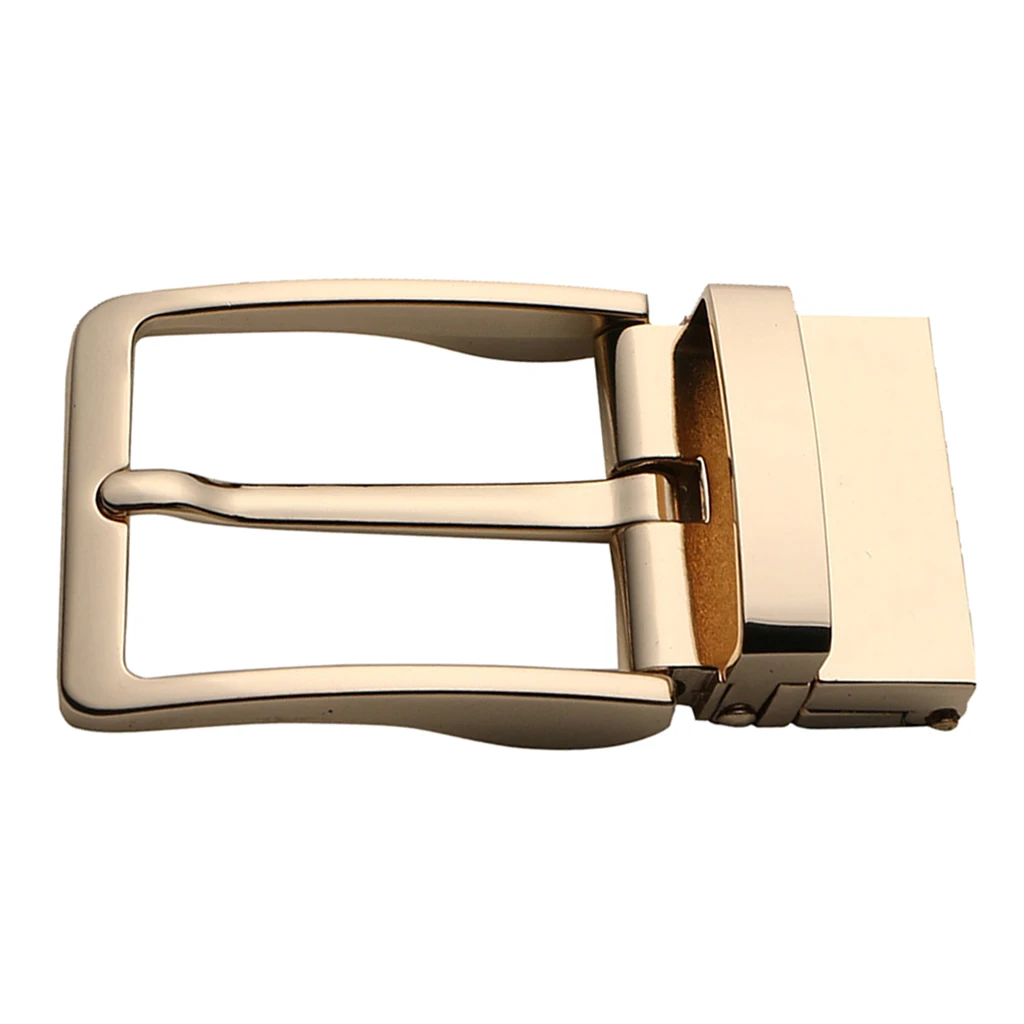 Reversible Belt Buckle for Men Single Prong Square Belt Buckle Replacement , Gold, 8x4cm