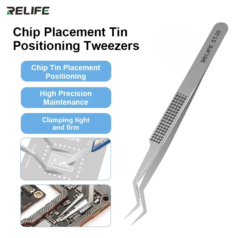 RELIFE ST-20 Chip Tin Planting Positioning Tweezers for Circuit Board Repair High Precision Super Hard Flying Line Tweezers