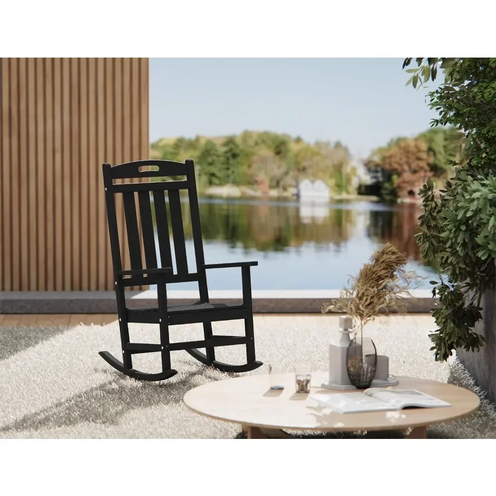 

#For Outdoor Rocking Chair, Looks Like Wood, High Back Poly Lumber Patio Rocker Chair, 365Lbs Support, All-Weather Porch Rocking