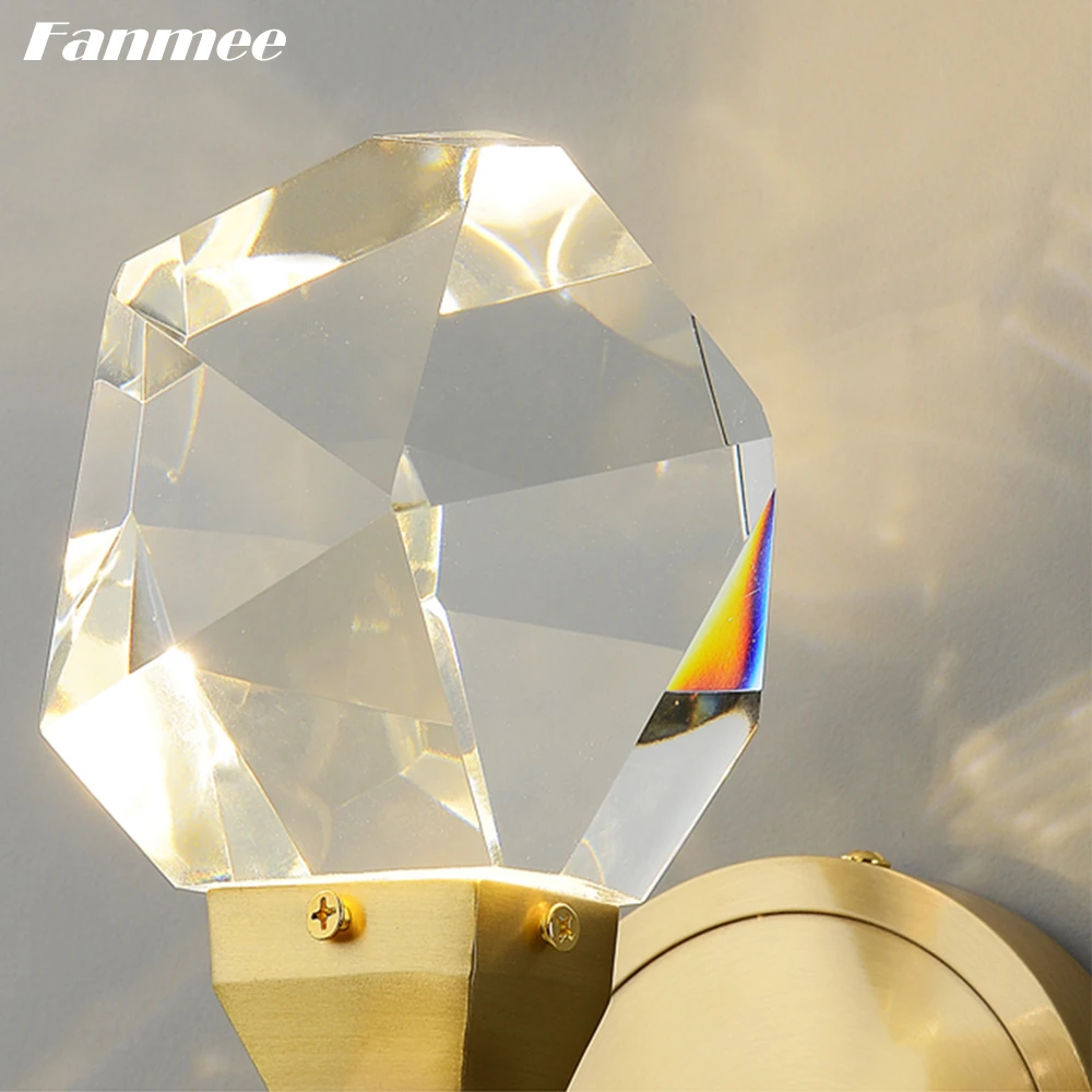 Imagem -06 - Luxo de Bronze Diamante Luz Parede Led Regulável Moderno Corte Claro Cristal Corredor Arandela Bolha Cirstal Mini Lâmpada Parede