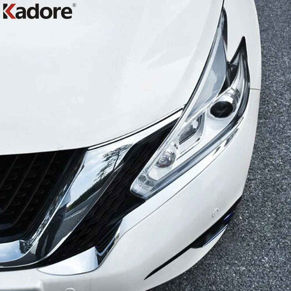 For Nissan Murano 2015 2016 2017 2018 ABS Chrome Auto Front Head Light Lamp Cover Trim Headlight Eyebrow Strips Car Styling