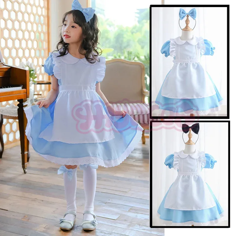 

Аниме приключения синее нарядное праздничное платье Алиса мечта Сисси горничная Лолита косплей костюм Хэллоуин для девочек и мальчиков goi/6