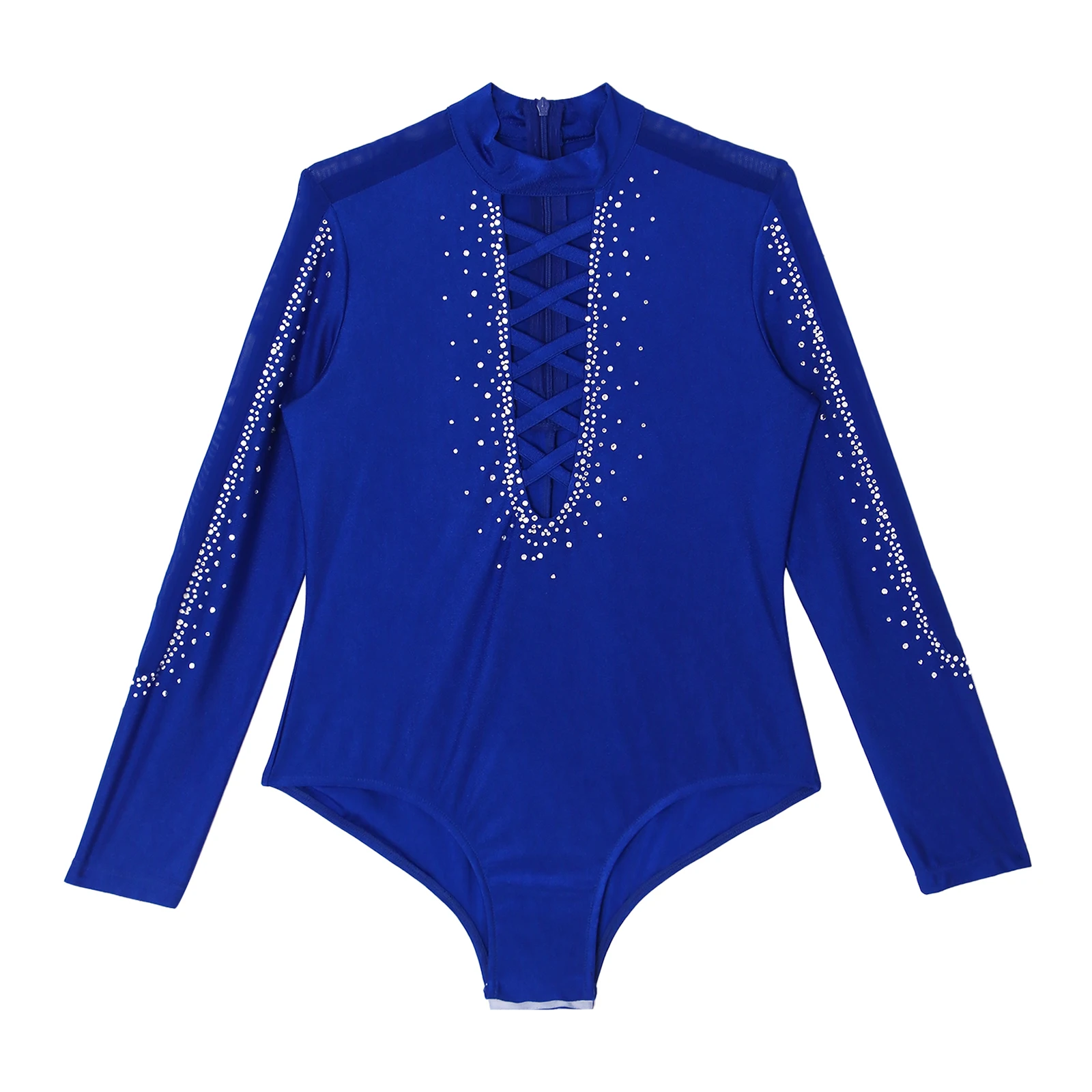 Kids Boys Latin Jazz Dance Leotard Rhinestone Long Sleeve Hollow Out Jumpsuit Ballet Gymnastic Figure Skating Bodysuit Costume