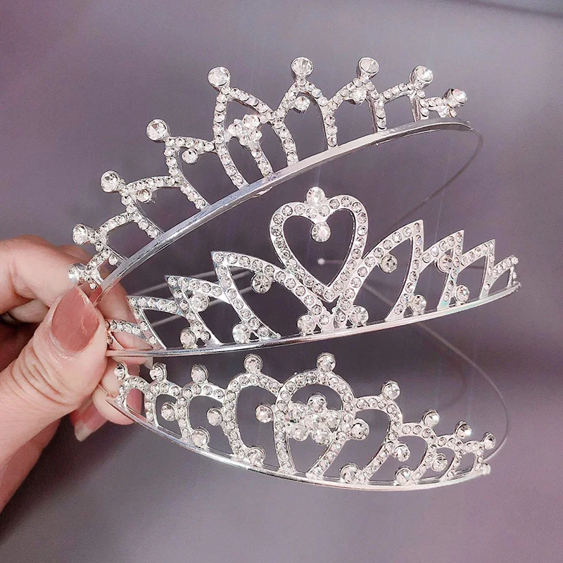 Children Crown Headband Hoop Crystal Rhinestone Haircomb Birthday Party Perform Prom Wedding Headband Headwear Accessory