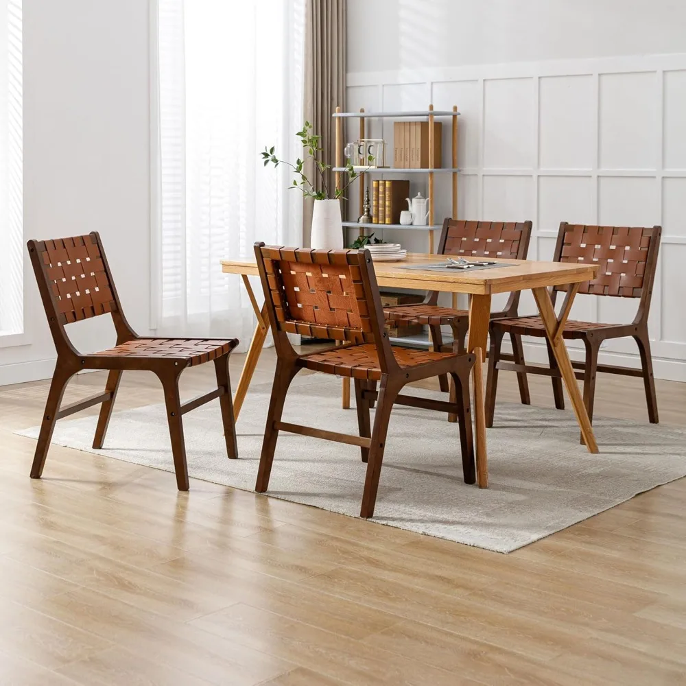 Modern Dining Chair Set of 4, Farmhouse Kitchen Chair,Comfy Accent Chair for Living Room,Bedroom,Restaurant, Brown,Dining Chairs