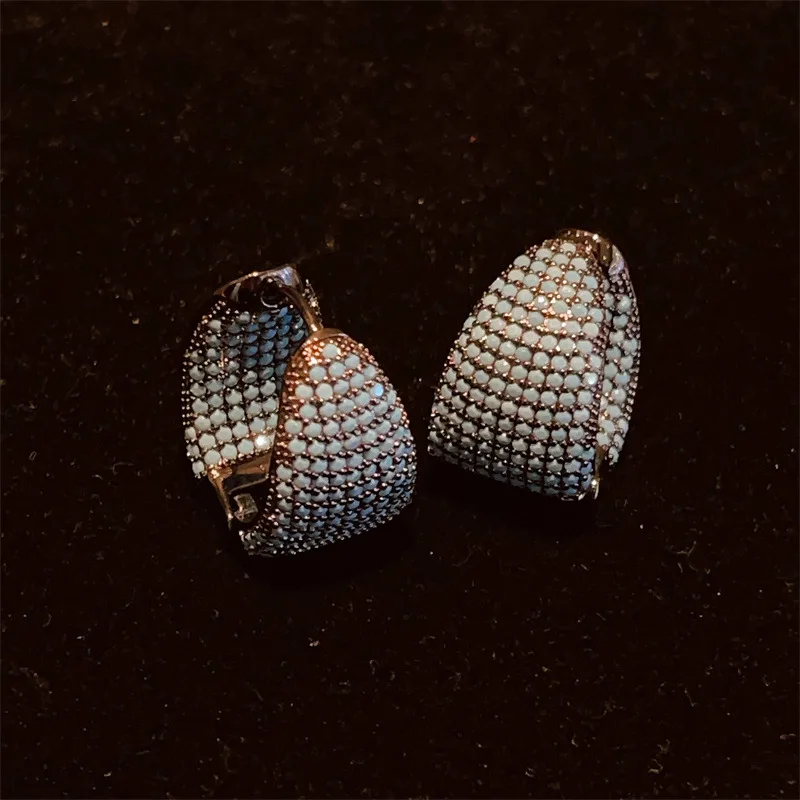 Luxurious Heavy-Work Geometric Circle Earrings Fashionable Personality Jewelry Zircon Hoop Earrings Elegant Fashion Accessories