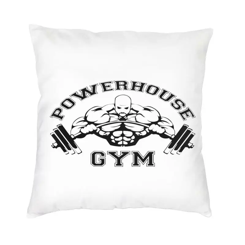 Powerhouse Gym Logo Cushion Cover Sofa Living Room Bodybuilding Fitness Square Throw Pillow Cover 40x40cm